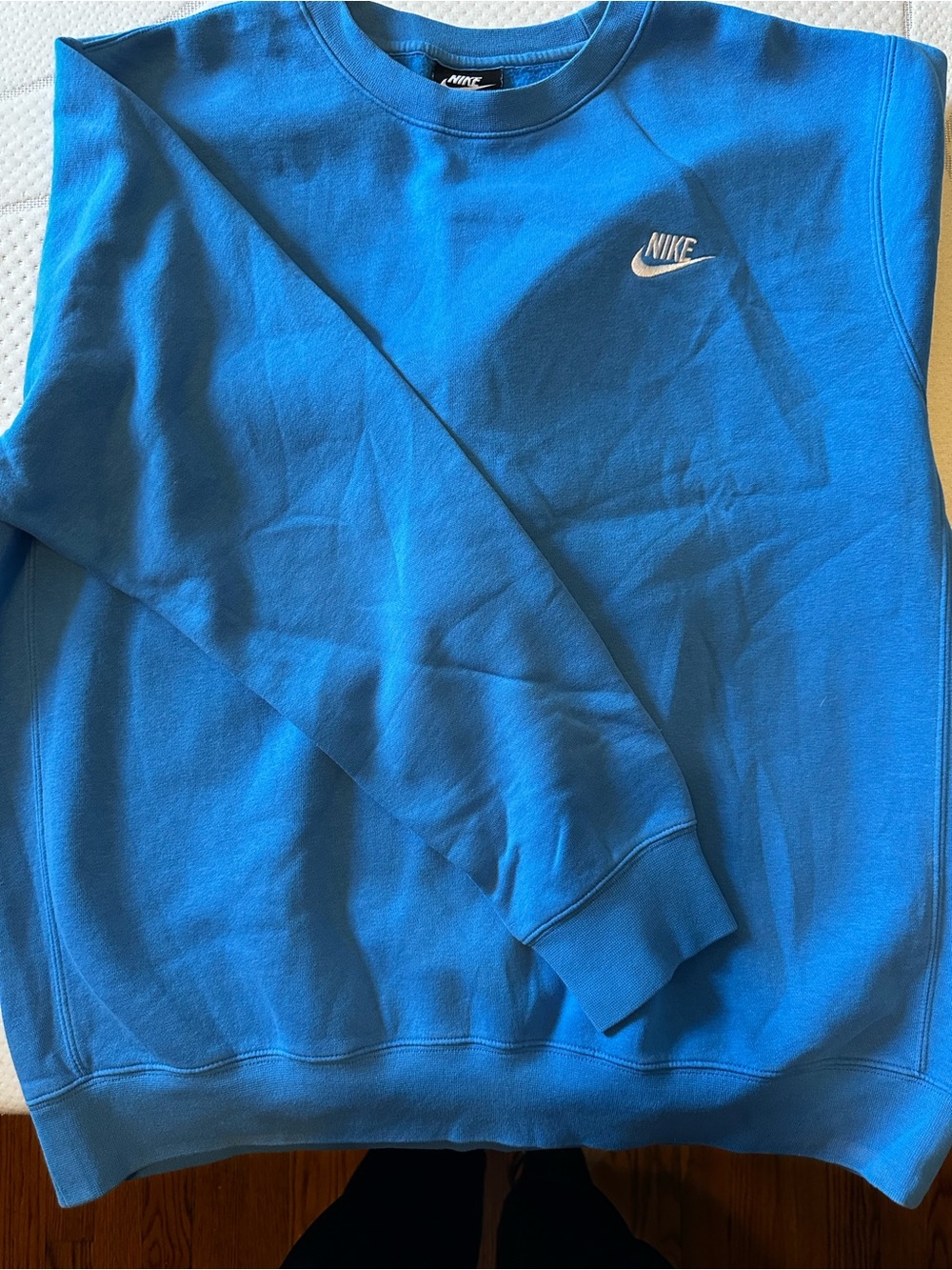 Nike Men's Royal Blue Crewneck Sweatshirt with White Swoosh